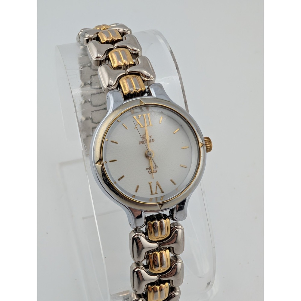 Timex Indiglo Women's Watch 24mm Case Two Tone 6.75" Band- New Battery